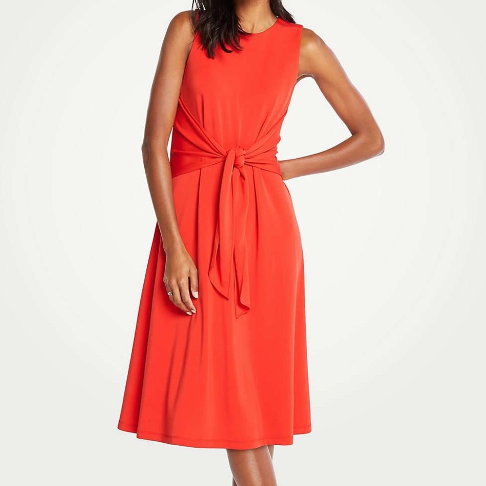 Ann Taylor Red/Orange Tie Front dress.